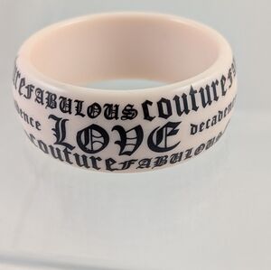 Tan Bangle Bracelet with White Lettering/Love/Couture